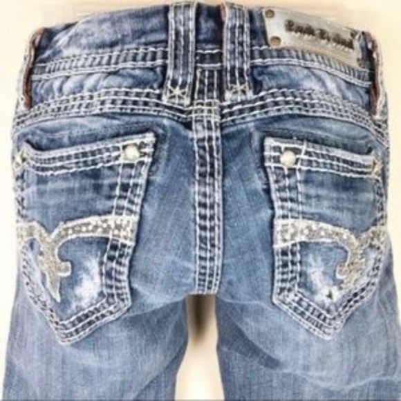 Rock Revival Aida Boot Buckle Distressed Ripped Stretch Jeans - Picture 1 of 8